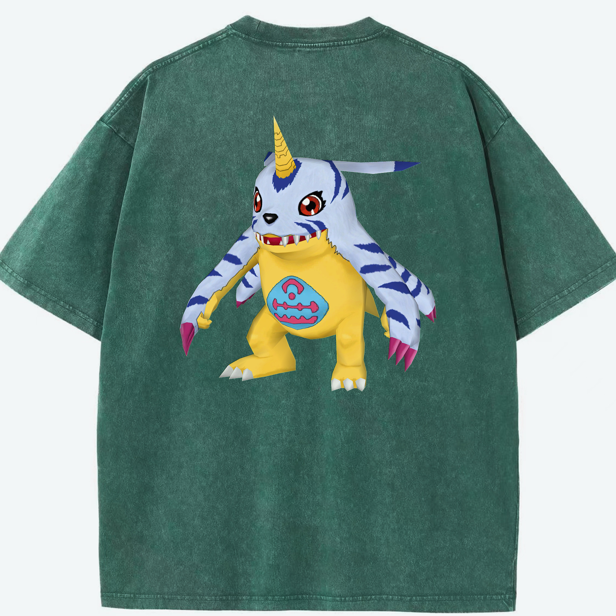 （画像用） Digimon デジタルモンスター/デジモン 綿100% ヴィンテージ風 半袖Tシャツ（背面プリント）